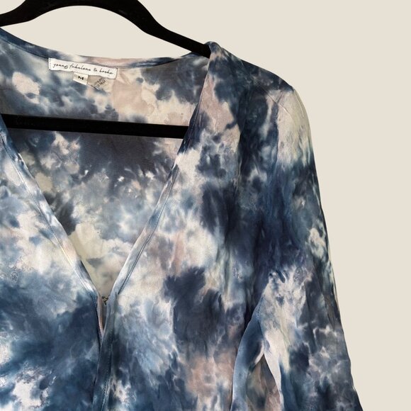 YFB Young Fabulous & Broke Jonnie Tie Dye Long Cuffed Sleeve Wrap Blouse Size M - Picture 5 of 10